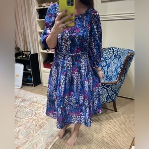 Floral Silk Blend A-Line Dress DYVNA